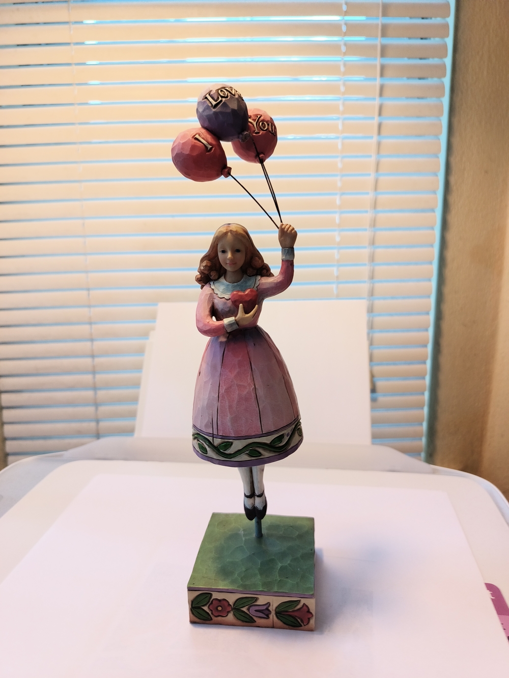 Jim Shore Statue  Pink and Purple Girl Figurine with Balloons Dated 2006